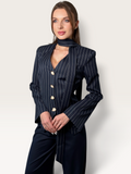 Compleu bleumarin cu dungi fine purtare office Dahlia