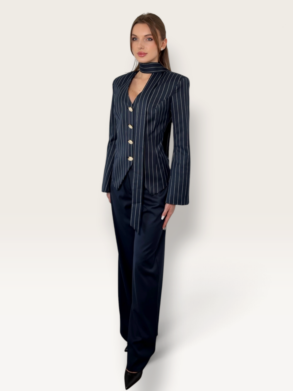 Compleu office bleumarin vedere din spate Dahlia