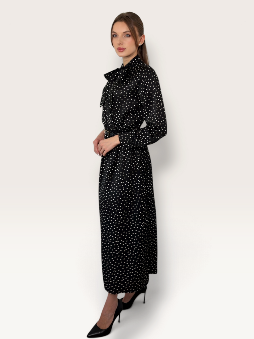 Rochie midi cu buline vedere din spate Dahlia