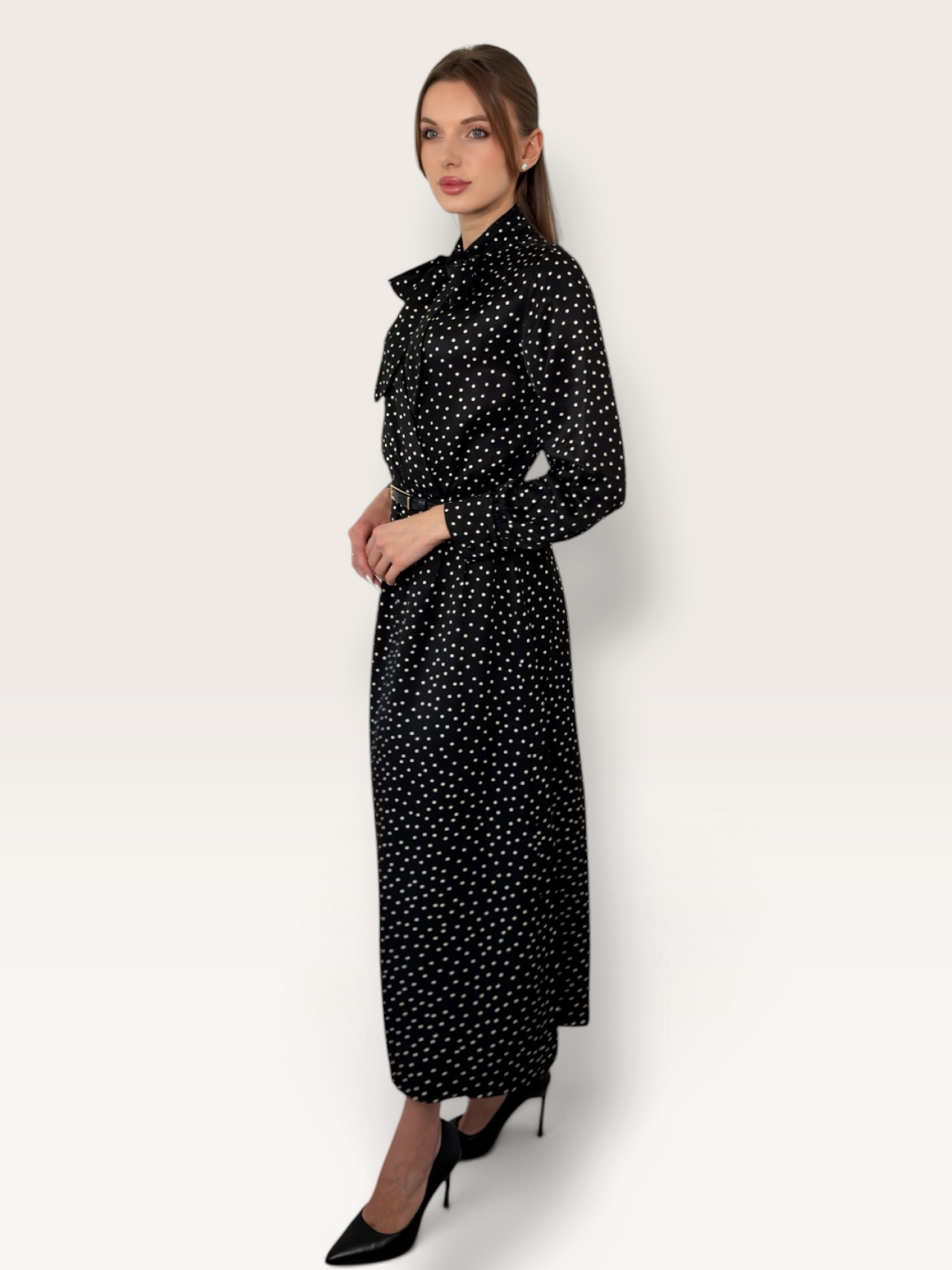 Rochie midi cu buline vedere din spate Dahlia
