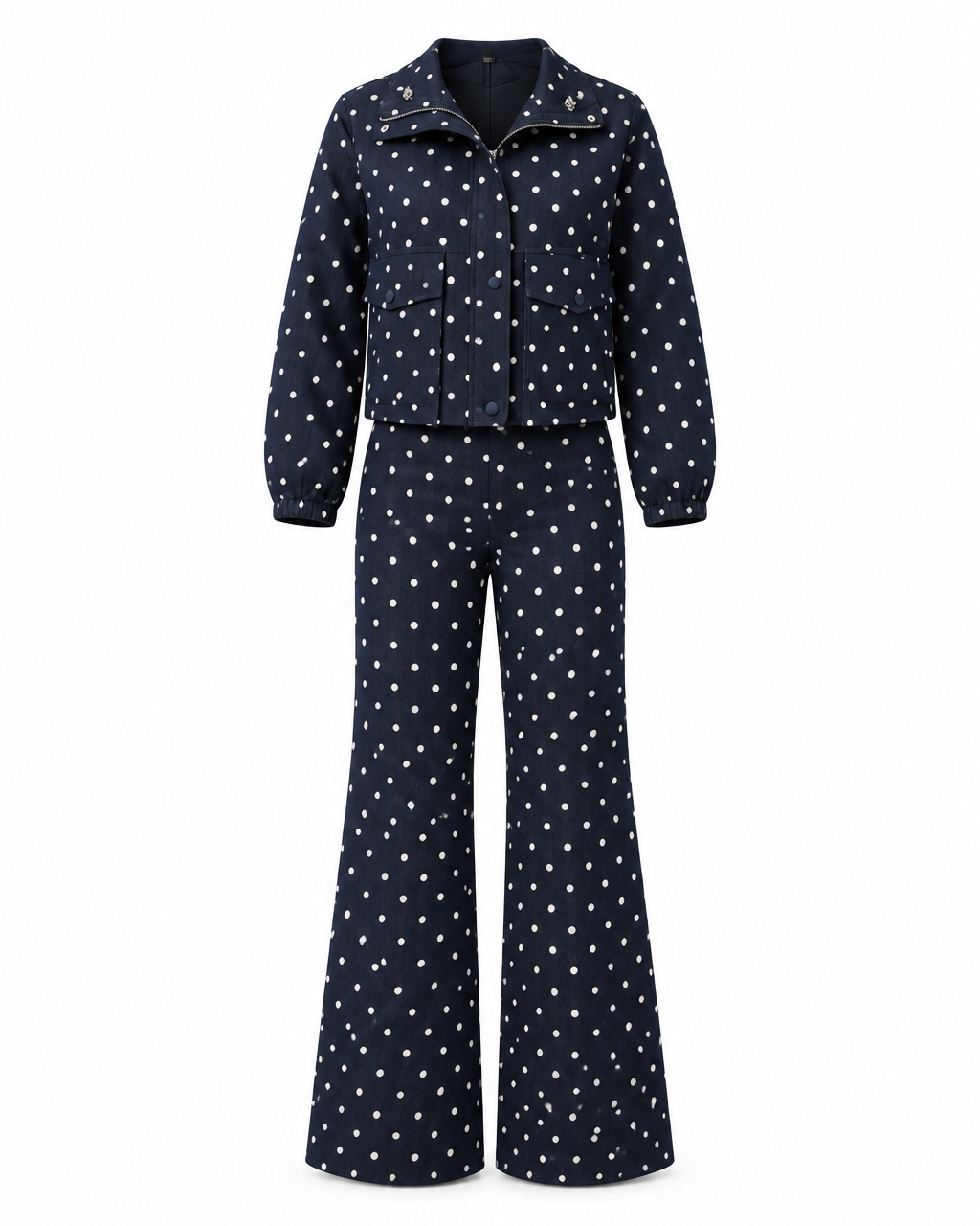 Daria navy blue polka dot set