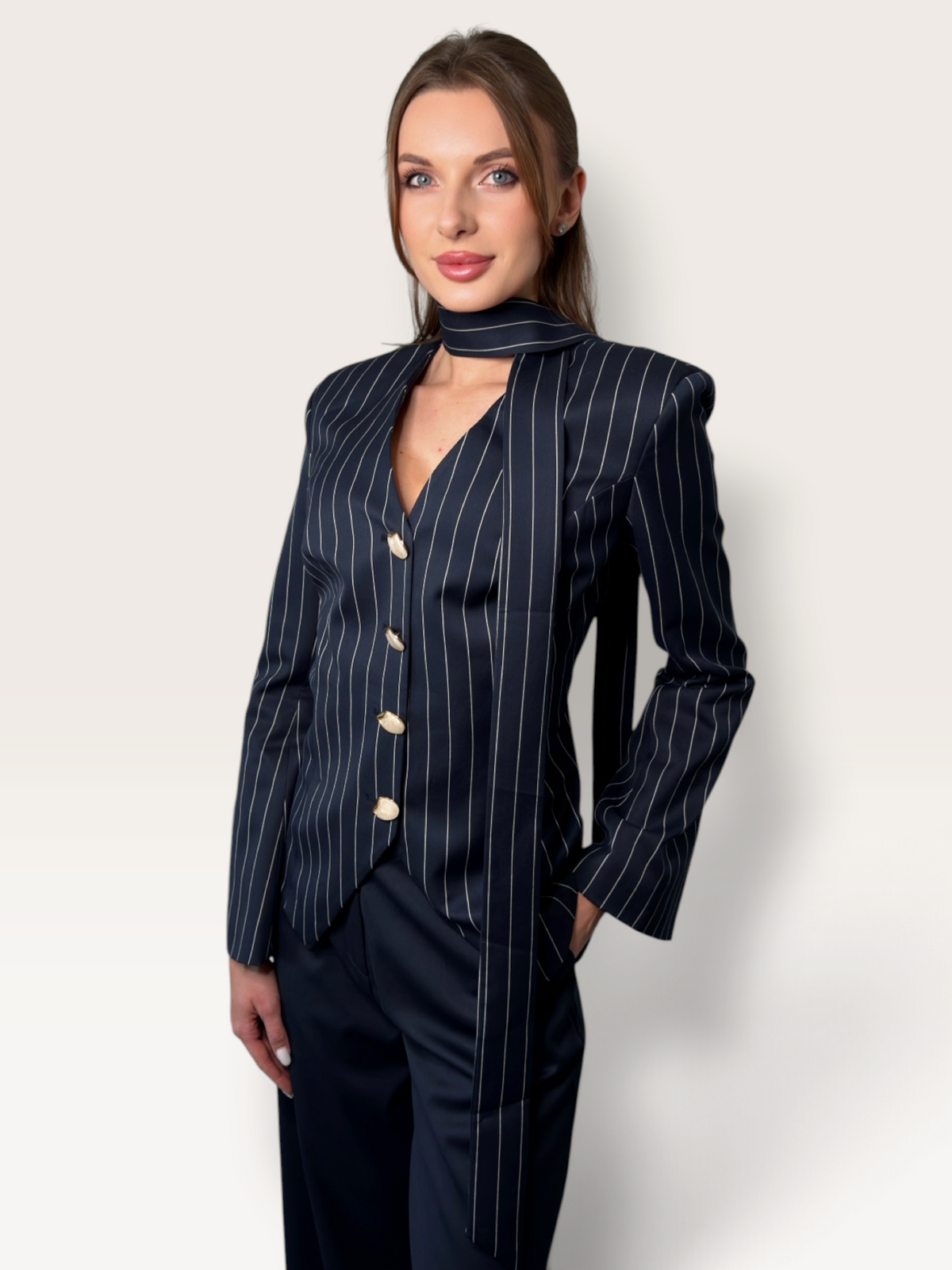 Compleu office bleumarin dama sacou si pantaloni Dahlia