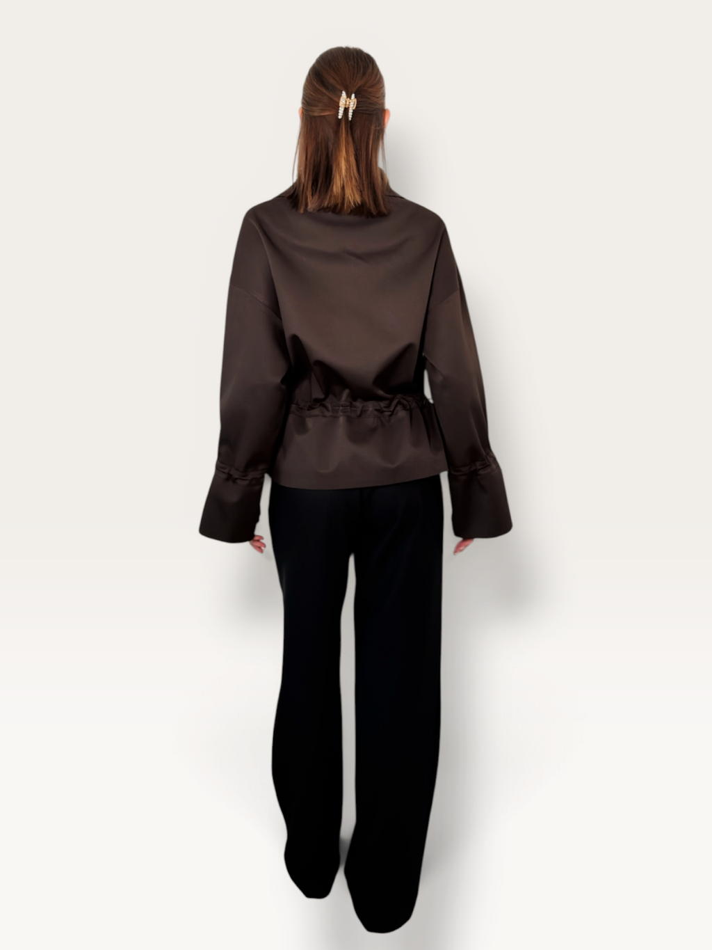 Geaca scurta maro dama purtare casual Dahlia