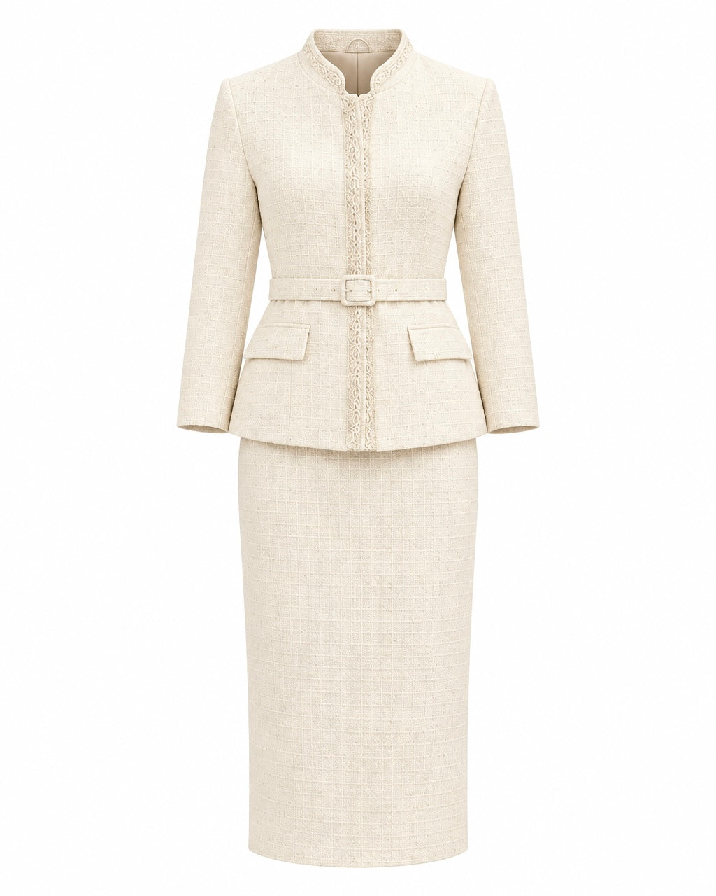 Compleu din tweed crem Eleonora