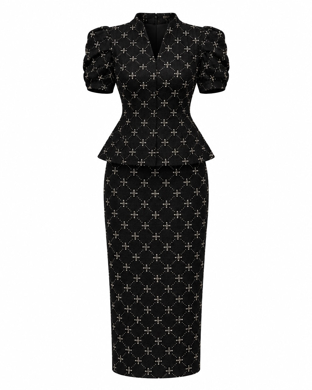 Compleu elegant negru cu model Beatrice