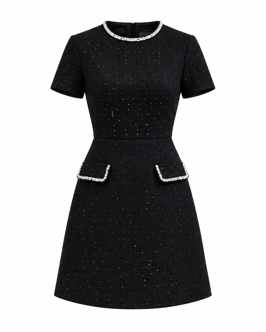 Rochie scurtă din tweed negru Arielle