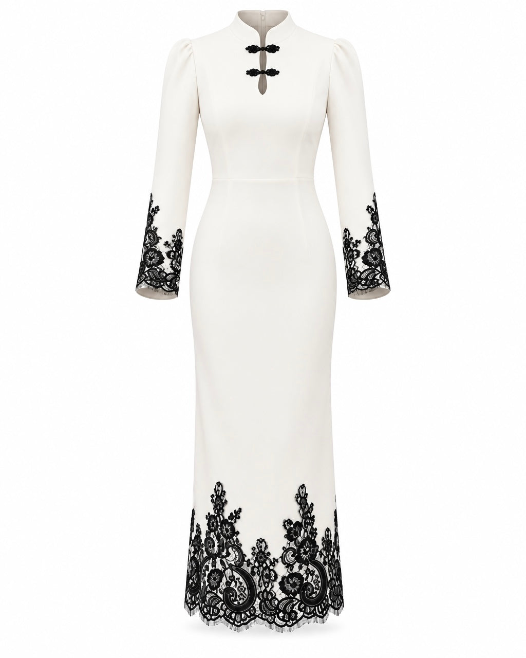 Rochie lungă albă cu dantelă Blanche