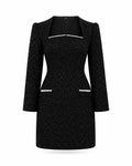 Rochie scurtă din tweed negru Margaux