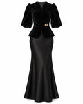 Compleu din catifea și satin negru Valentina