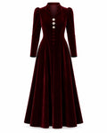 Rochie lungă din catifea burgundy Josephine